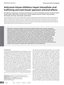 Anticancer Kinase Inhibitors Impair Intracellular Viral Trafficking and Exert Broad-Spectrum Antiviral Effects