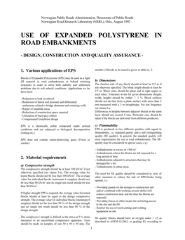 Use of Expanded Polystyrene in Road Embankments