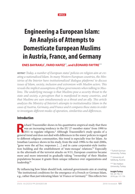 Engineering a European Islam: an Analysis of Attempts to Domesticate European Muslims in Austria, France, and Germany