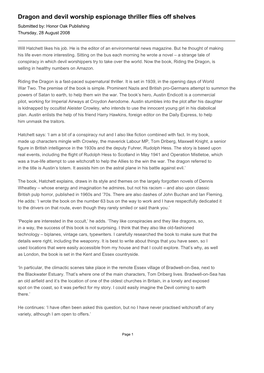 Dragon and Devil Worship Espionage Thriller Flies Off Shelves Submitted By: Honor Oak Publishing Thursday, 28 August 2008