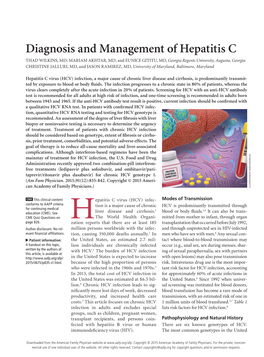 Diagnosis and Management of Hepatitis C