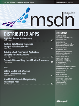 DISTRIBUTED APPS CUTTING EDGE Action Filters in ASP.NET MVC Appfabric Service Bus Discovery Dino Esposito Page 6 Juval Lowy