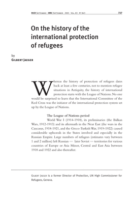 On the History of the International Protection of Refugees by Gilbert Jaeger