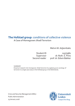 The Hofstad Group: Conditions of Collective Violence a Case of Homegrown Jihadi Terrorism