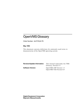 Openvms Glossary