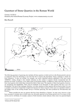 Gazetteer of Stone Quarries in the Roman World