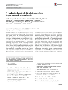 A Randomized Controlled Trial of Ganaxolone in Posttraumatic Stress Disorder