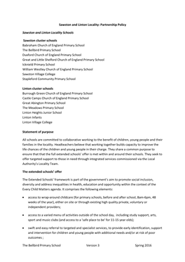 Sawston and Linton Locality: Extended Schools' Policy (1St Draft)