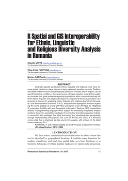 R Spatial and GIS Interoperability for Ethnic, Linguistic and Religious Diversity Analysis in Romania