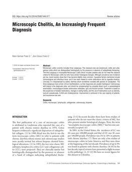 Microscopic Cholitis, an Increasingly Frequent Diagnosis