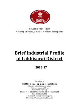 Brief Industrial Profile of Lakhisarai District