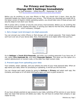 Ios 9 Security Settings