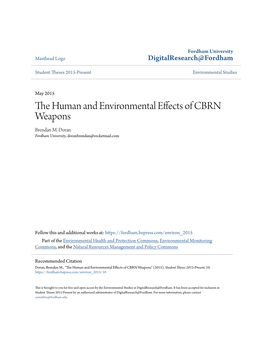 The Human and Environmental Effects of CBRN Weapons