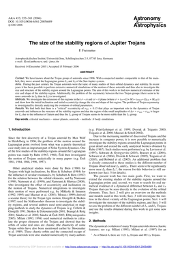 The Size of the Stability Regions of Jupiter Trojans