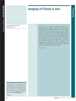 Imaging of Fistula in Ano1 STATE of the ART Ⅲ