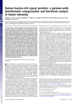 Human Leucine-Rich Repeat Proteins: a Genome-Wide Bioinformatic Categorization and Functional Analysis in Innate Immunity