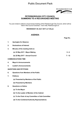 (Public Pack)Agenda Document for Council, 26/07/2017 19:00