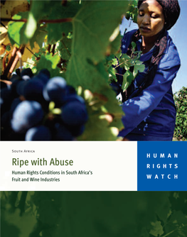 Ripe with Abuse RIGHTS Human Rights Conditions in South Africa’S Fruit and Wine Industries WATCH