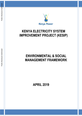 Kenya Electricity System Improvement Project (Kesip)