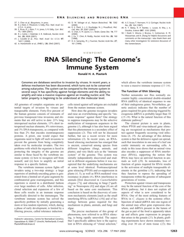 RNA Silencing: the Genome's Immune System