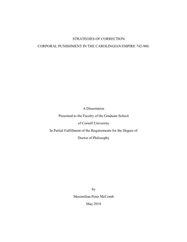 Corporal Punishment in the Carolingian Empire 742-900