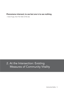 2. at the Intersection: Existing Measures of Community Vitality