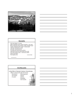 Assessment and Grading of Oral Mucositis After Stem Cell Transplantation