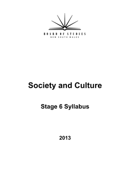 Society and Culture Stage 6 Syllabus (2013)