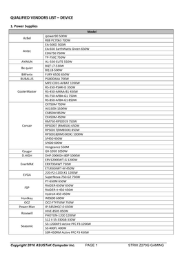 Qualified Vendors List – Device