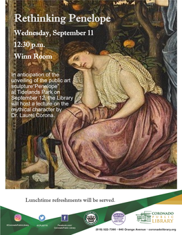 Rethinking Penelope Wednesday, September 11 12:30 P.M