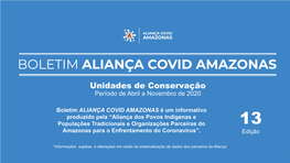 Unidades De Conservação Período De Abril a Novembro De 2020