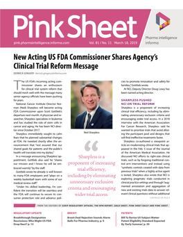 New Acting US FDA Commissioner Shares Agency's Clinical Trial