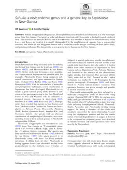 Sahulia, a New Endemic Genus and a Generic Key to Sapotaceae in New Guinea