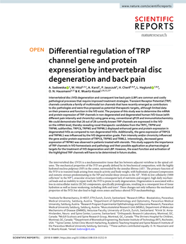 Differential Regulation of TRP Channel Gene and Protein Expression By