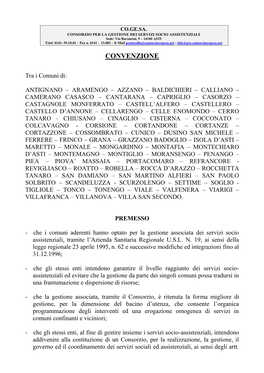 Convenzione Tra I Comuni Del Consorzio Co.Ge.Sa