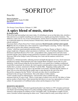 “SOFRITO!” Press Kit