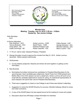 Page 1 Minutes from Meeting: Tuesday, July