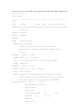 Porcine Rotavirus Strain JL94 Inner Capsid Protein VP6 (VP6) Mrna, Complete Cds Genbank: AY538664.1 FASTA Graphics