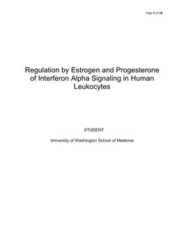 Regulation by Estrogen and Progesterone of Interferon Alpha Signaling in Human Leukocytes