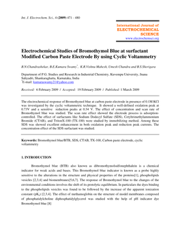 Electrochemical Studies of Bromothymol Blue at Surfactant Modified Carbon Paste Electrode by Using Cyclic Voltammetry