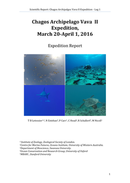 Chagos Archipelago Vava II Expedition, March 20-April 1, 2016