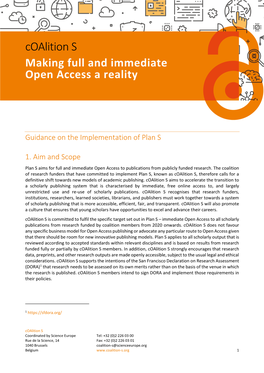 Guidance on the Implementation of Plan S