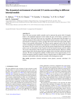 The Dynamical Environment of Asteroid 21 Lutetia According to Different Internal Models