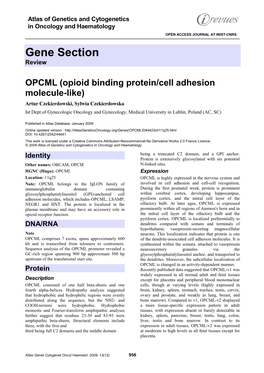 OPCML (Opioid Binding Protein/Cell Adhesion