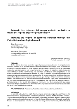 Trazando Los Orígenes Del Comportamiento Simbólico a Través Del Registro Arqueológico Paleolítico