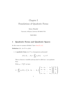 Chapter I Foundations of Quadratic Forms