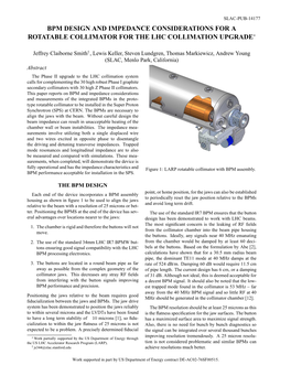 Bpm Design and Impedance Considerations for a Rotatable Collimator for the Lhc Collimation Upgrade∗