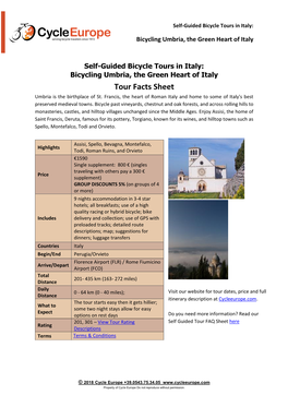 Tour Facts Sheet Umbria Is the Birthplace of St