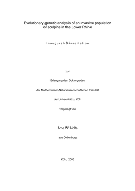 Evolutionary Genetic Analysis of an Invasive Population of Sculpins in the Lower Rhine