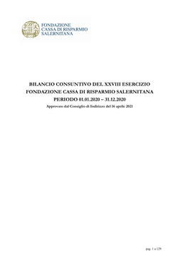 Bilancio Consuntivo Del Xxviii Esercizio Fondazione